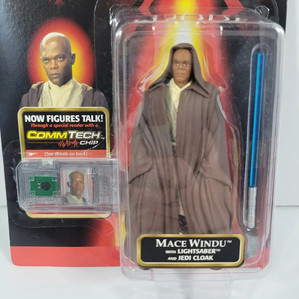 Star Wars Episode I Mace Windu Action Figure CommTech Chip Hasbro 1998 New